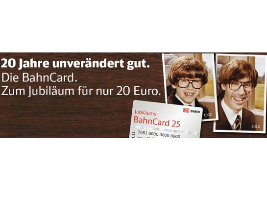 DB Bahn: Jubiläums-BahnCard 25 für nur 20 Euro zum Testen | Unideal.de