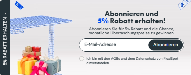 Mit dem Flexispot Newsletter 5% sparen