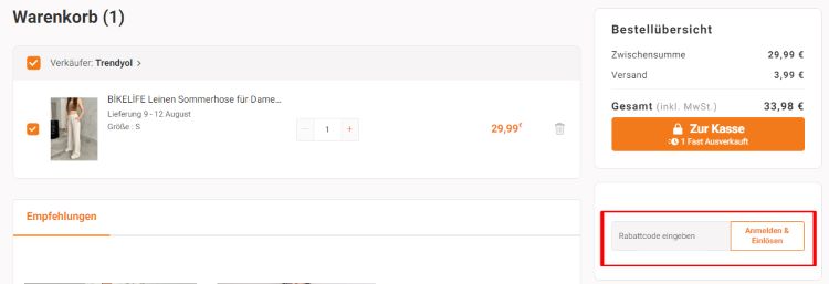 Hier löst man den Trendyol Rabattcode ein