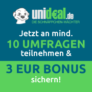 3€ Umfrage Bonus für Teilnahme an min. 10 Umfragen